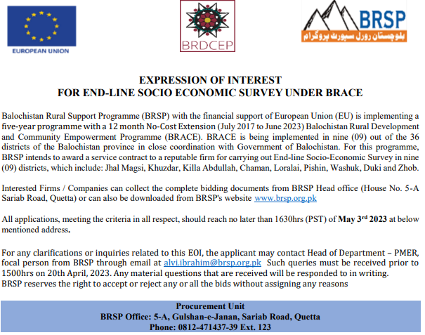 Expression of Interest for End-Line Socio Economic Survey